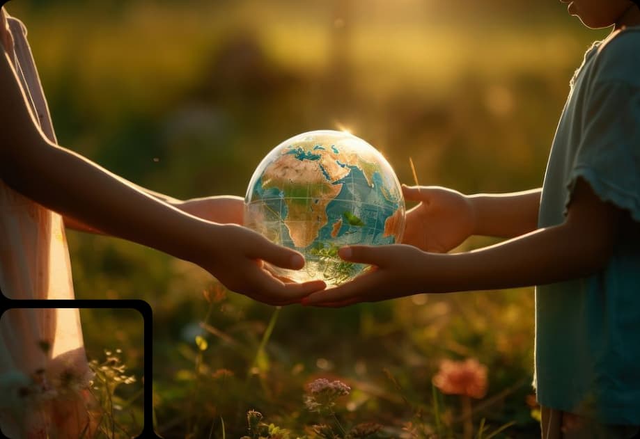 Hands holding the Earth